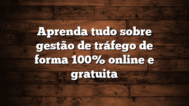 Aprenda tudo sobre gestão de tráfego de forma 100% online e gratuita